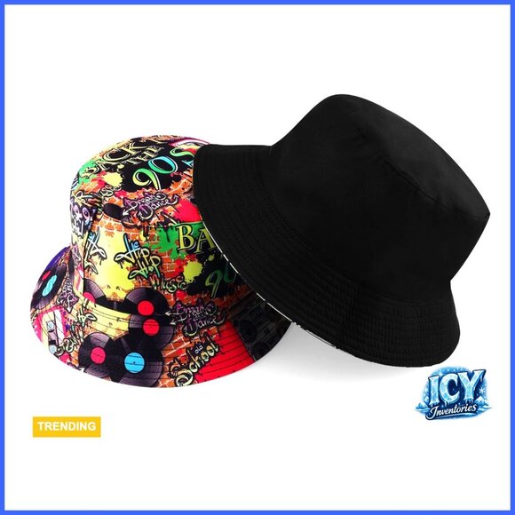 Accessories - Reversible Cotton Bucket Hat Sun Protection Foldable Travel Beach